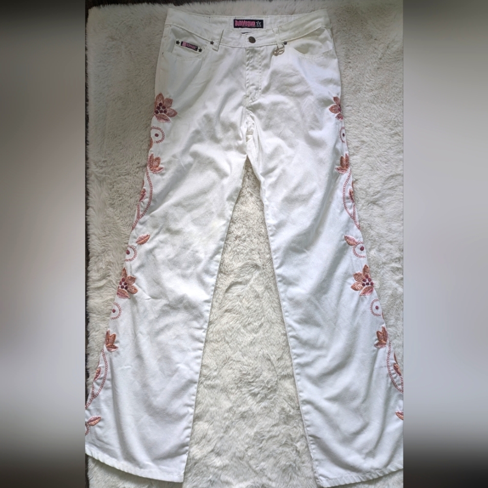 Bubblegum Y2K Embroidered Flare Leg Jeans - Picture 7 of 16